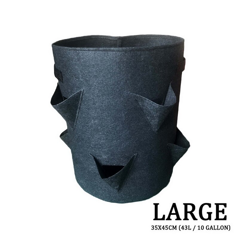 Plantation sac de culture sac de plantation avec poignée jardin extérieur plante sac de culture, sac Vertical pour fraises herbes et fleurs réutilisable: dark grey-L