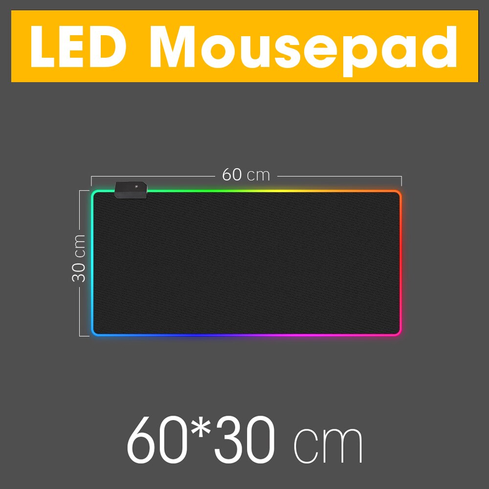 LED Light Gaming Mouse Pad RGB Super Soft Large Keyboard Cover Non-Slip Rubber Base Computer Carpet Desk Mat PC Game MousePad: 60 x 30 cm