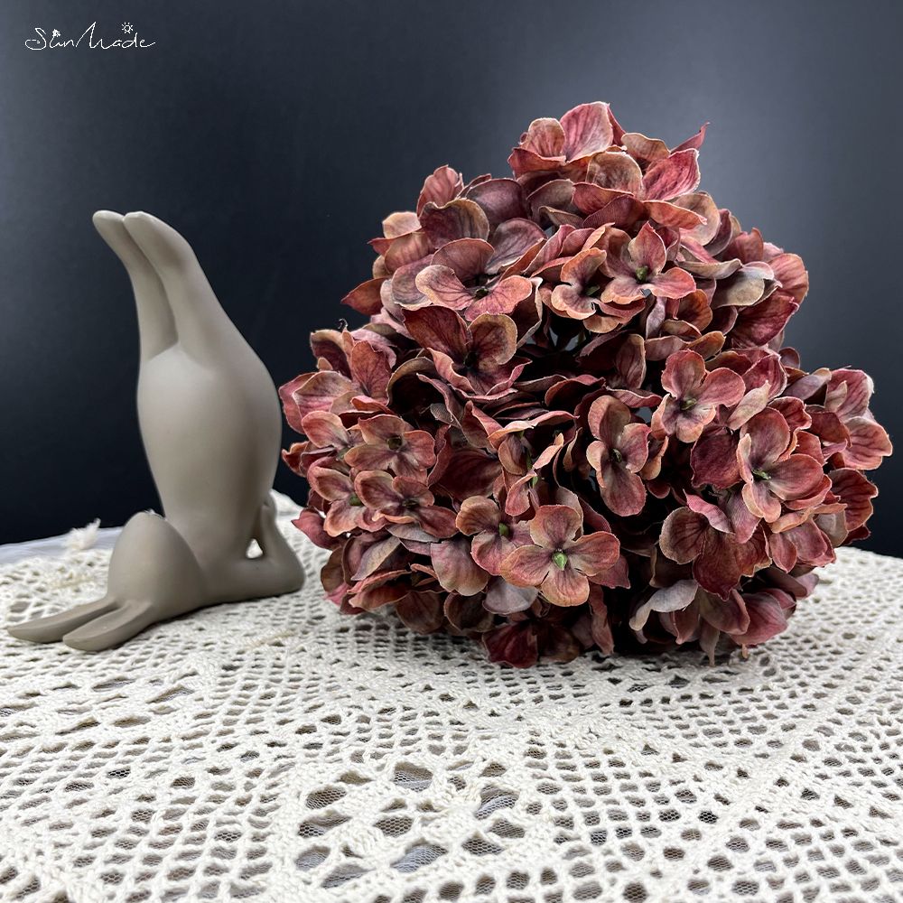 Flores artificiales de seda de hortensia grande, decoración de otoño, arreglo floral, suministros para el hogar y la boda: Orange Purple