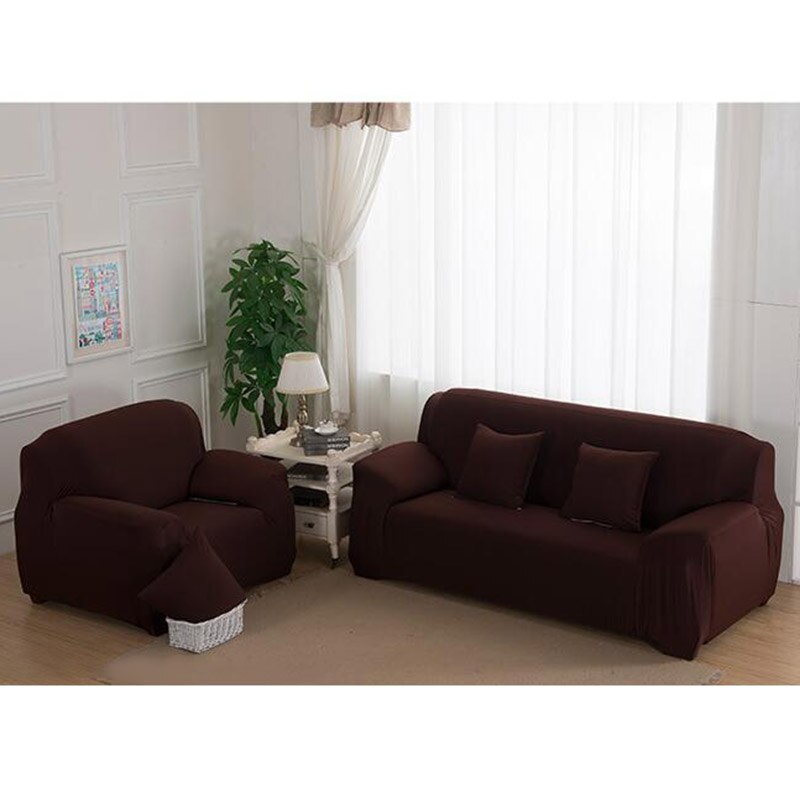 Bankhoezen effen kleur hoezen voor de woonkamer stretch spandex bankhoes all inclusive elastische bankhoezen s-xl: Koffie / 4-- zits 235-300cm