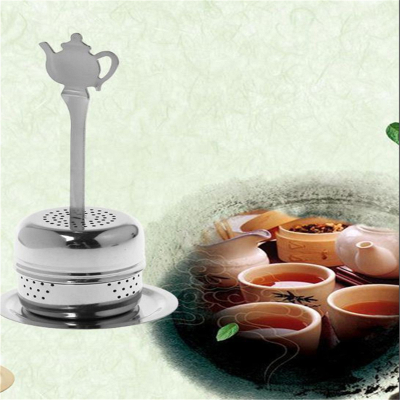 Colador de Infusor de té de Metal de malla de acero inoxidable, filtro de especias de hoja de té con cubierta, accesorios de cocina