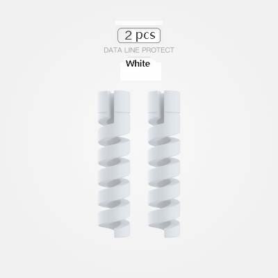 Kabelbeschermer datalijn siliconen spiraalspoelopwinder beschermend voor iphone samsung android usb-oplader oortelefoonhoesje: Wit
