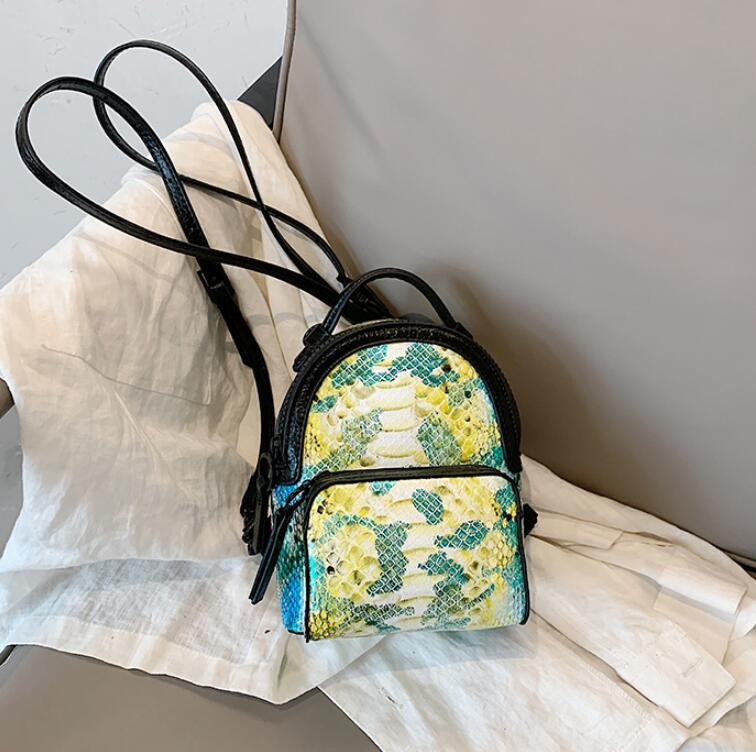 Kleine Schule Rucksäcke Stil Preppy Rucksack neue high PU leder Mini-Zurück Pack Serpentin schulter tasche: Serpentine Yellow