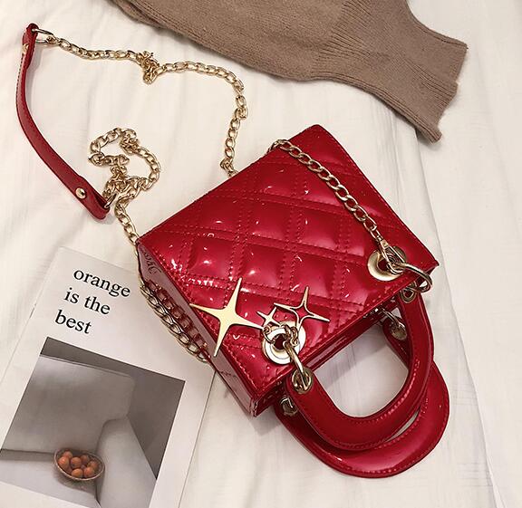 Sac à main de de luxe nouvelle femme fourre-tout sac de en cuir PU femmes concepteur sac à main chaîne épaule sacs de messager: Rouge