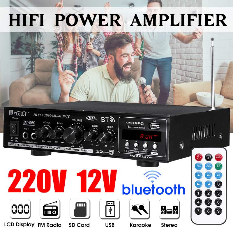 2000W Hifi Audio Power Verstärker Stereo Heimkino Verstärker Audio mit Fernbedienung Unterstützung FM USB SD Karte bluetooth