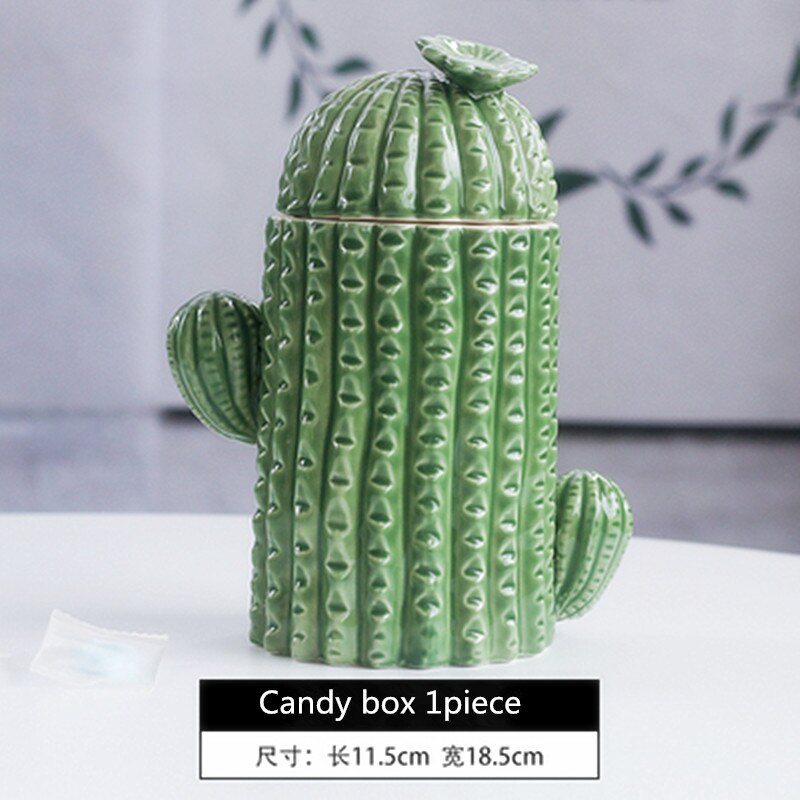WHYOU – boîte à cure-dents en céramique, Cactus, porte-cure-dents, coton-tige, plat stockage de bonbons, fournitures de cuisine de Restaurant à domicile, décoration de bureau: Candy Box 1piece
