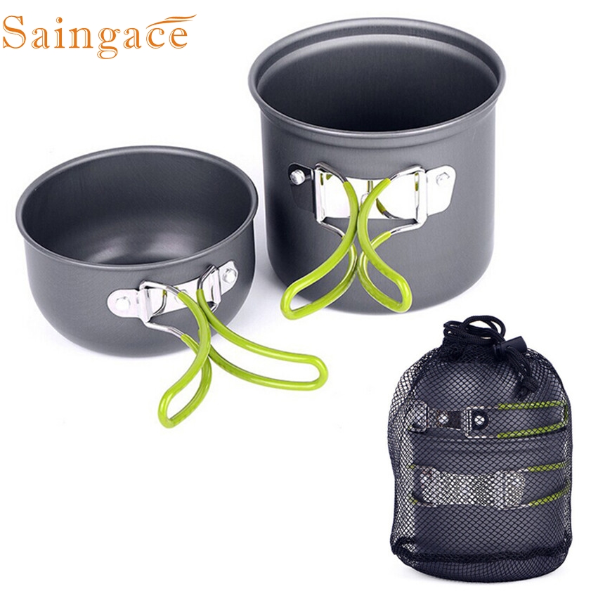Camping non-stick køkkengrej sæt kogeskål gryder pander til udendørs rejser camping vandreture glad picnic