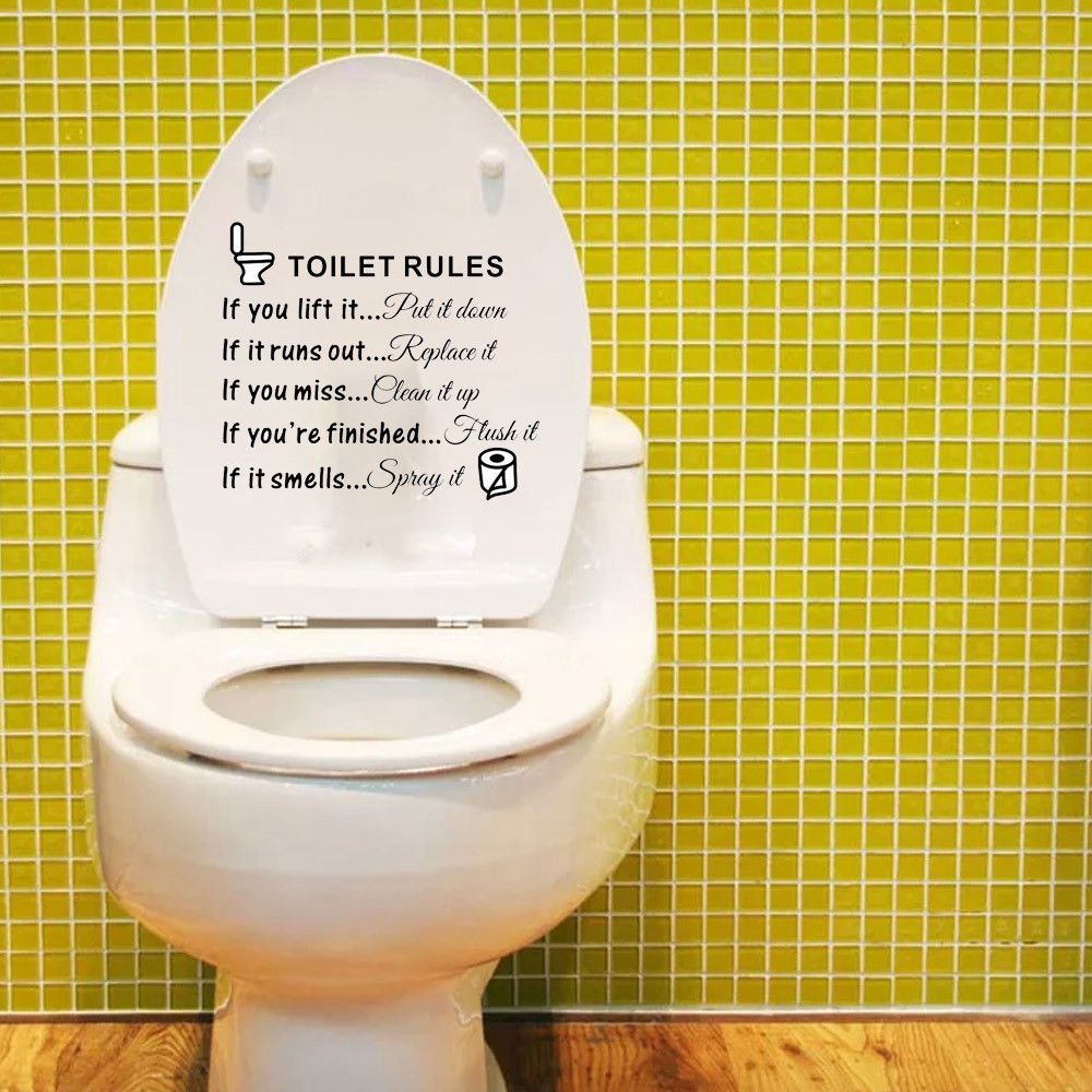 25x29CM Englisch Wc Aufkleber Hause und Öffentlichen Orten transparent Abnehmbare Dekoration DIY Lustige Kunst Heimat Schlecht Aufkleber regeln