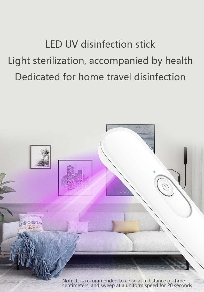 UVC Disinfection Lamp 5W UV Sterilization Lamp Handheld Ultraviolet Disinfection Light Travel Home School USB Sterilizing Light
