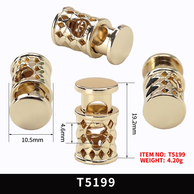 50 Pcs Metal Spring Toggle Clasp Stopper Cord Gunblack Gold Silver Decorative Cord Lock DIY Accessoriesic Adjust Stopper Rope: T5199