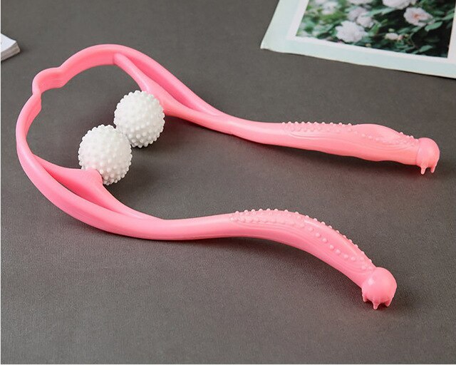 Manual Cervical Spine Neck Shoulder Body Neck Roller Massage Therapy Pain Relief Relaxation Health Care Tool: Pink