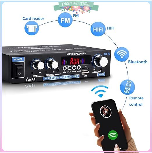 110 V-240 V AK35 Bluetooth Versterkers HiFi Digitale MP3 Kanaal 2.0 Geluid AMP Ondersteuning Stereo Geluid FM Radio AMP voor Thuis Auto