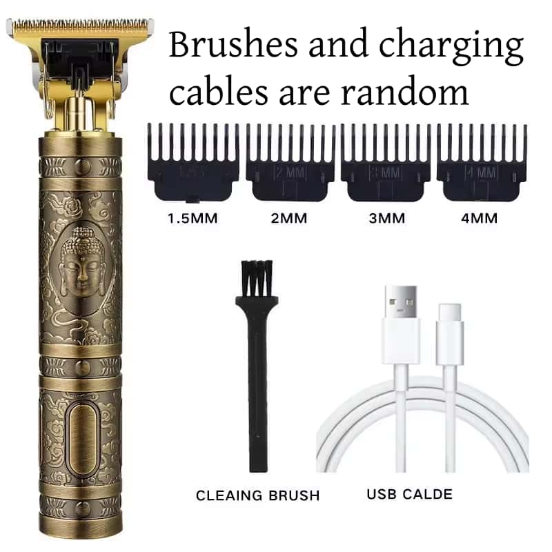 Elektrische tondeuse Professionele USB draadloze tondeuse Professionele baardtrimmer Kapselverzorgingsset Haarsnijmachine: Goud
