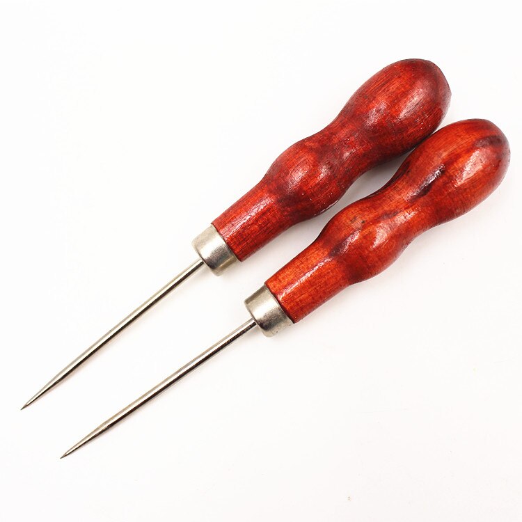 Canvas Shoes Repair Threader Stitch Needle Wooden Handle Punch Steel Awl Hole Maker Cone Leather Craft Sewing Supplies 5pc/lot: Light Yellow