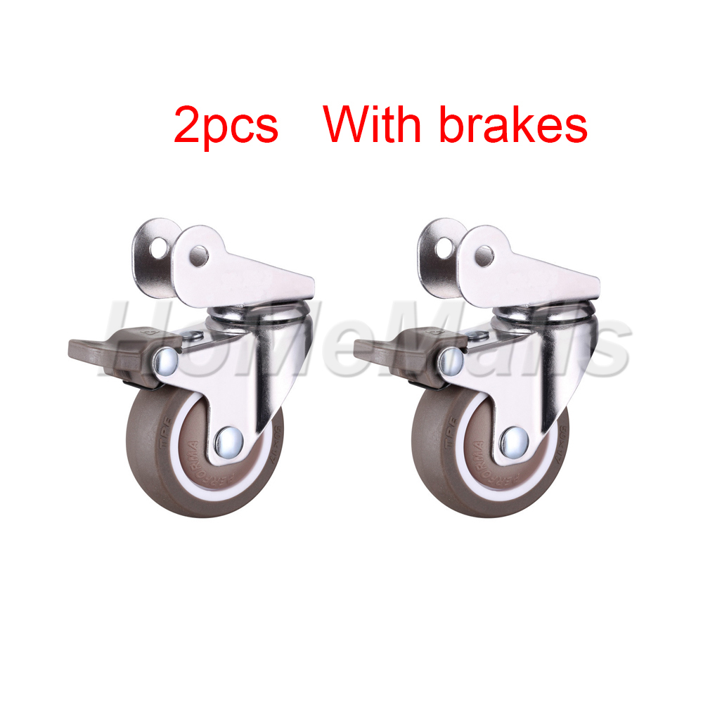 Ruedas para cunas y otros equipos pequeños, ruedas pequeñas que no dañan el suelo, 2/4 unidades: 2 inch / 2pcs With brakes