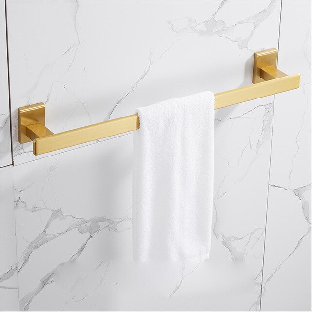 Bathroom Accessories Set Brushed Gold Bathroom Shelf,Towel Rack,Towel Hanger Paper holder,Toilet Brush Holder Bath Hardware Sets: single towel bar