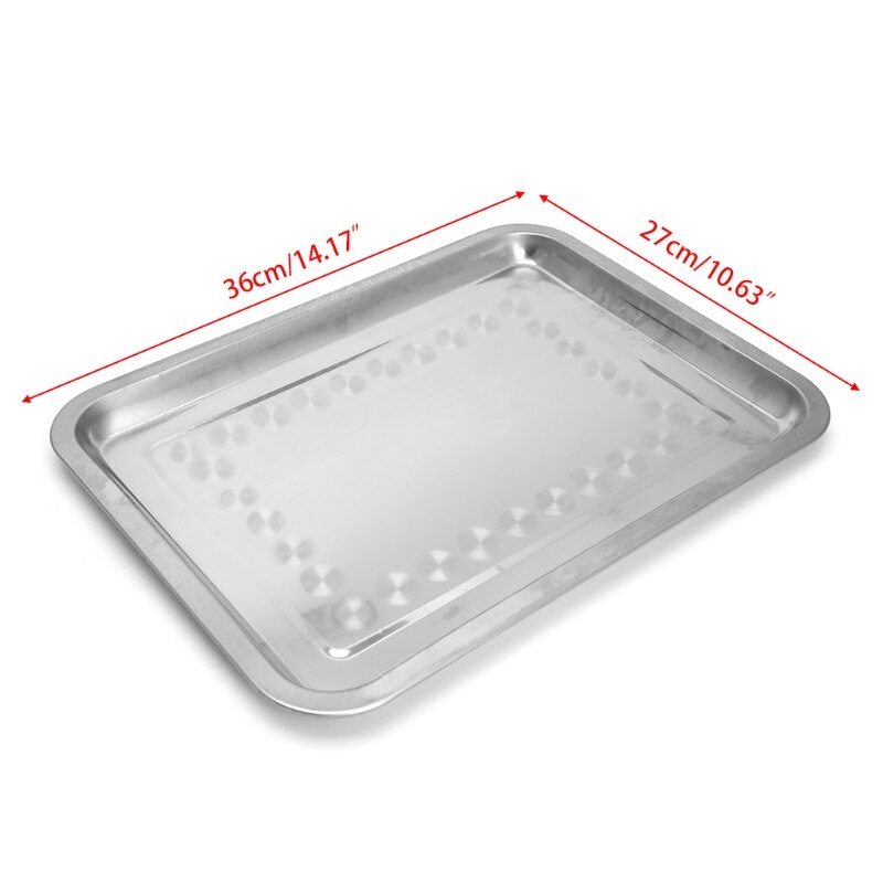 2022 Stainless Steel Rectangular Plate Barbecue Grilled Fish Tray BBQ Food Container: 3