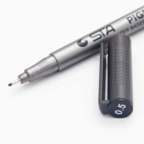 STA-rotuladores de dibujo a prueba de decoloración, pluma negra de micrón, perfilador de delineador, a prueba de agua, suministros de arte, Manga, cepillo de escritura de cómic: 0.5mm-Waterproof
