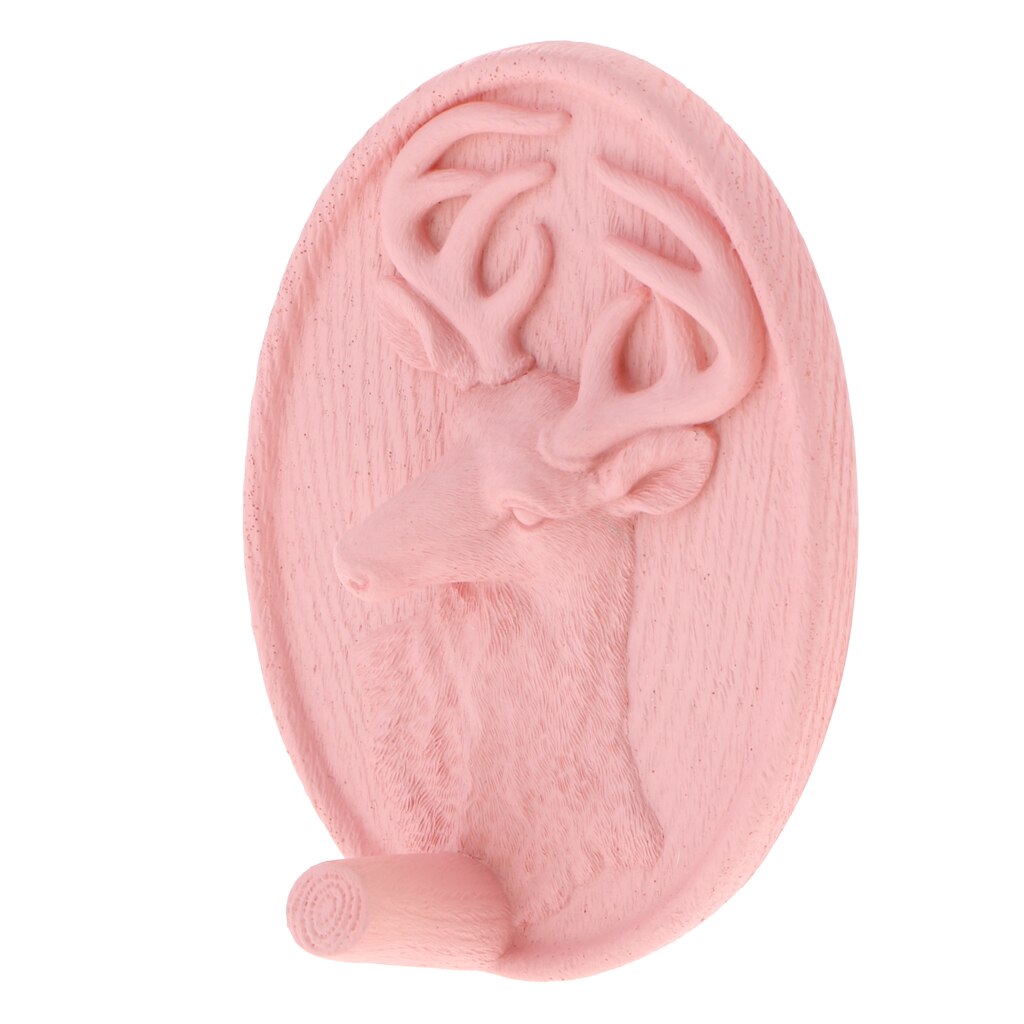 Crochet auto-adhésif pour tête de cerf | Résine 3D de Style nordique, crochet autocollant Mural Art Mural, crochet à stickers: Pink C
