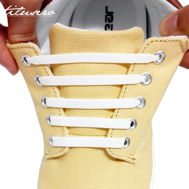 Lacets plats et élastiques en Silicone pour baskets, 12 pièces/lot, système de laçage rapide, 11 couleurs, F084