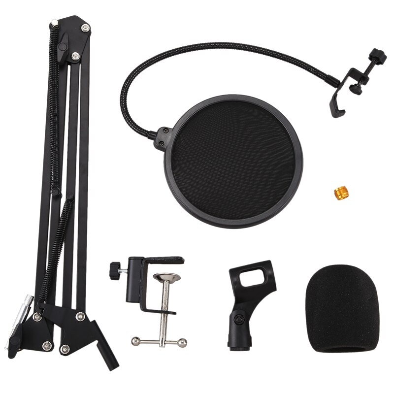 Microphone Stand Suspension Boom Scissor Arm Stands with 3/8-5/8 Screw / Table Mounting Clamp / Filter / Clip Holder