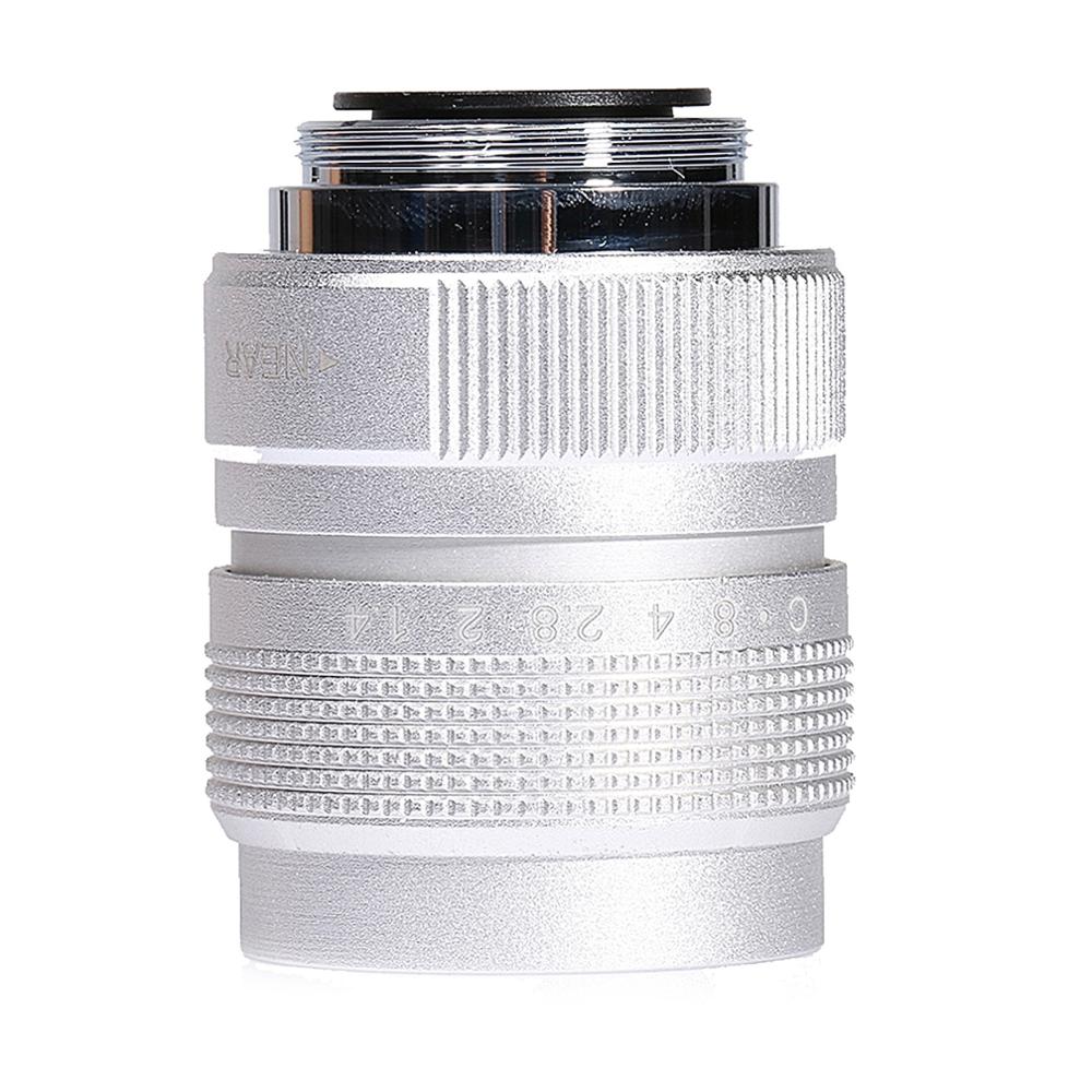 Sølv fujian 25mm f /1.4 aps-c cctv-objektiv+adapterring +2 makroring til canon ef-m eosm spejlløst kamera  m1/m3/m5