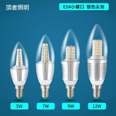 Led bougie ampoule blanche e14 petite vis 5 W 7 w 9 w pointu bulle tirer queue cristal lustre lumière économie d'énergie ampoule: TYPE D / 12w