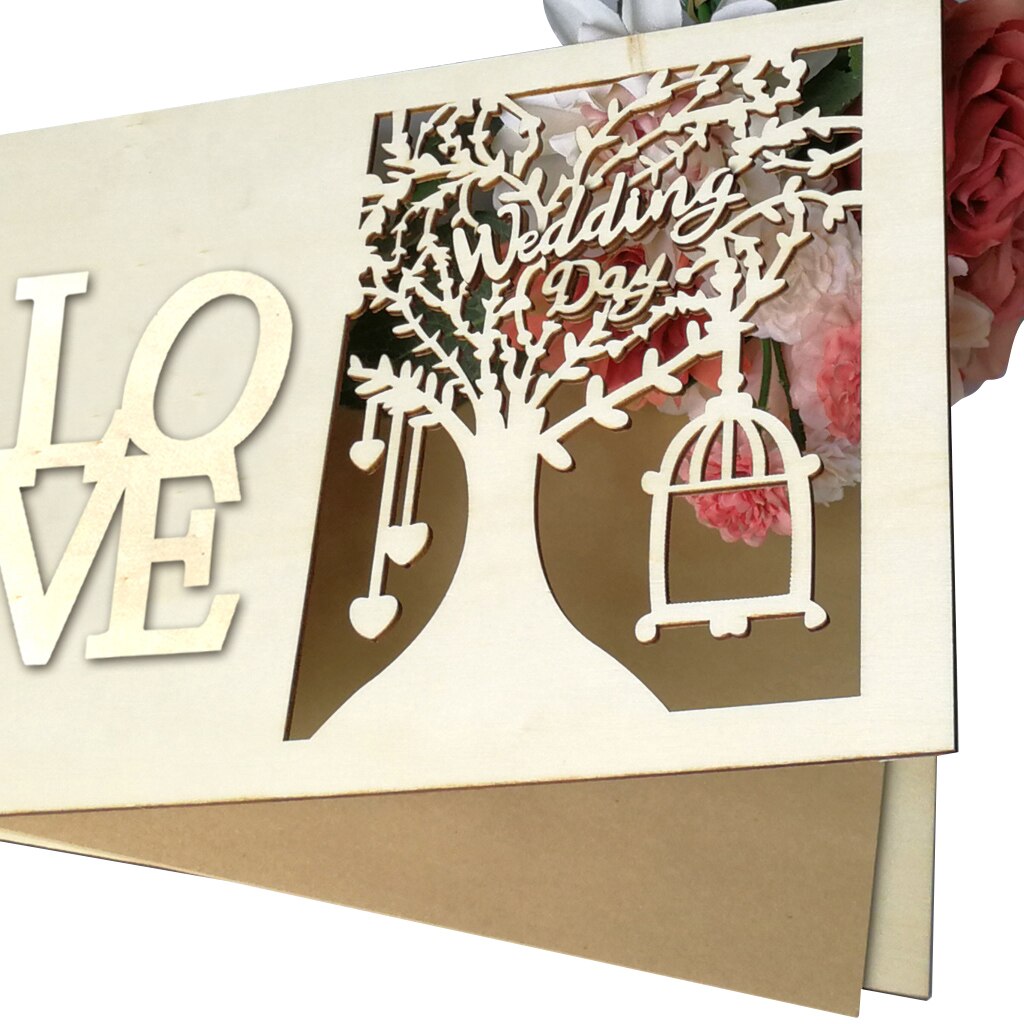 Mooie Bruiloft Decoratie 20 Pagina 'S Houten Bruiloft Gastenboek Levert Draagbare Hollow Oppervlak Fotolijst Notebook Gastenboek