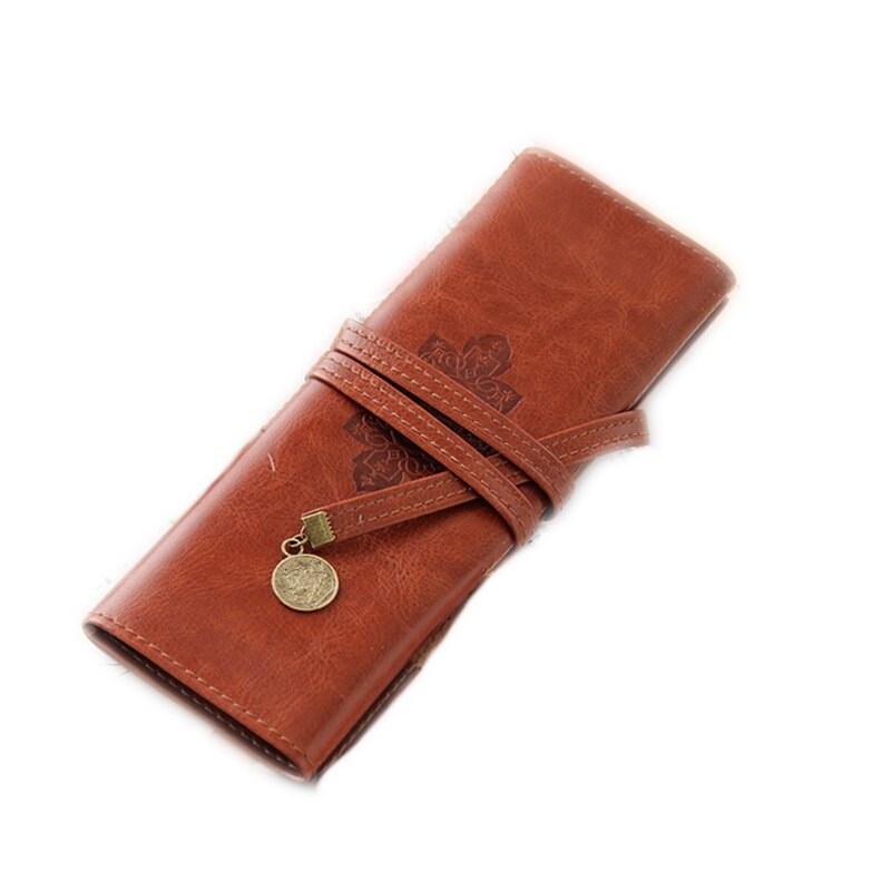 1 stuk leren etui, retro vintage etui, draagbare tas voor make-upkwasten, schoolbenodigdheden, etui's