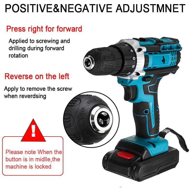 48V Cordless Drill Electric Screwdriver Dual Speed 18+2 Torque Power Driver With 1/2pcs Rechargeable Lithium-Ion Battery