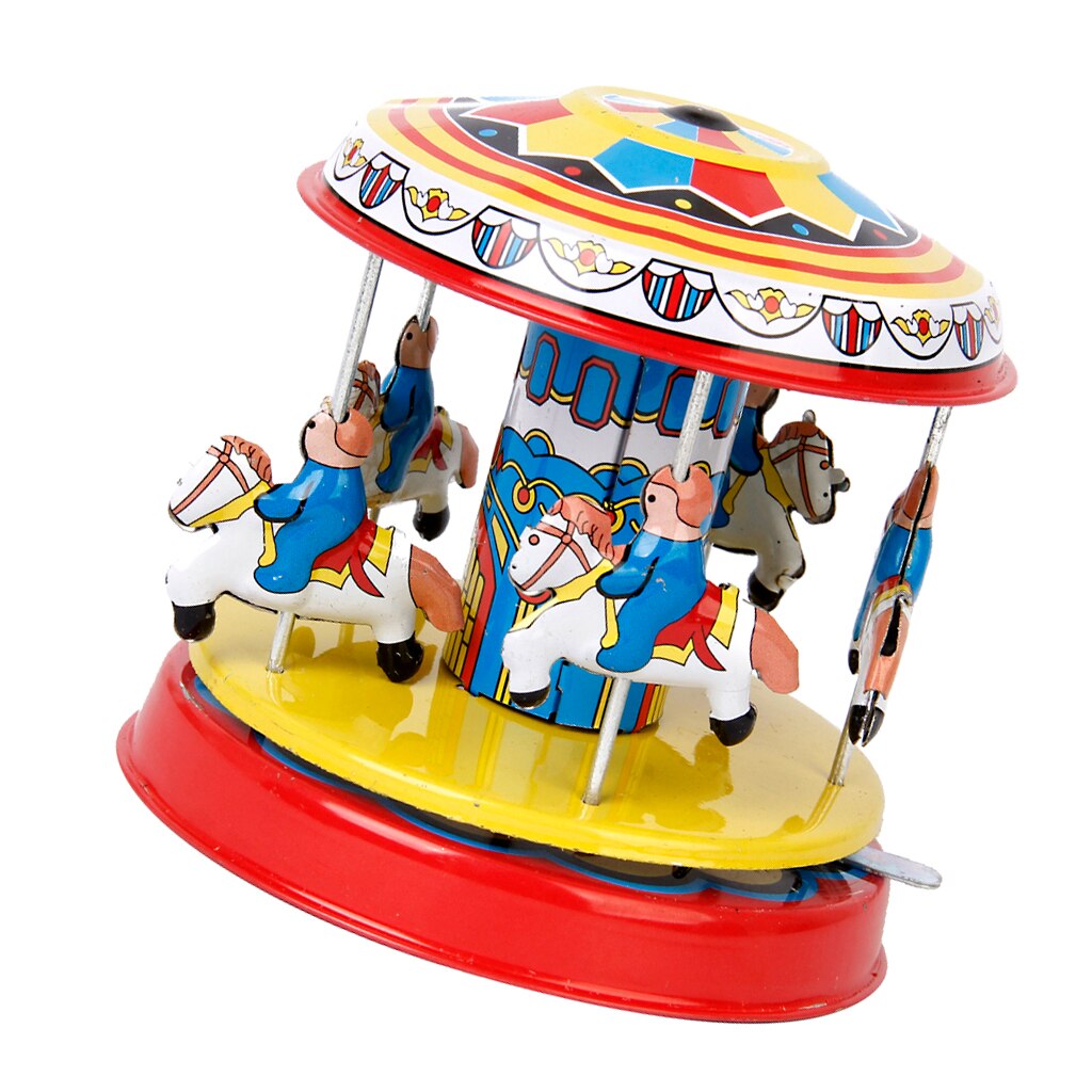 Colorful Carousel Model Tin Toys Collectible for Little Girls & Boys