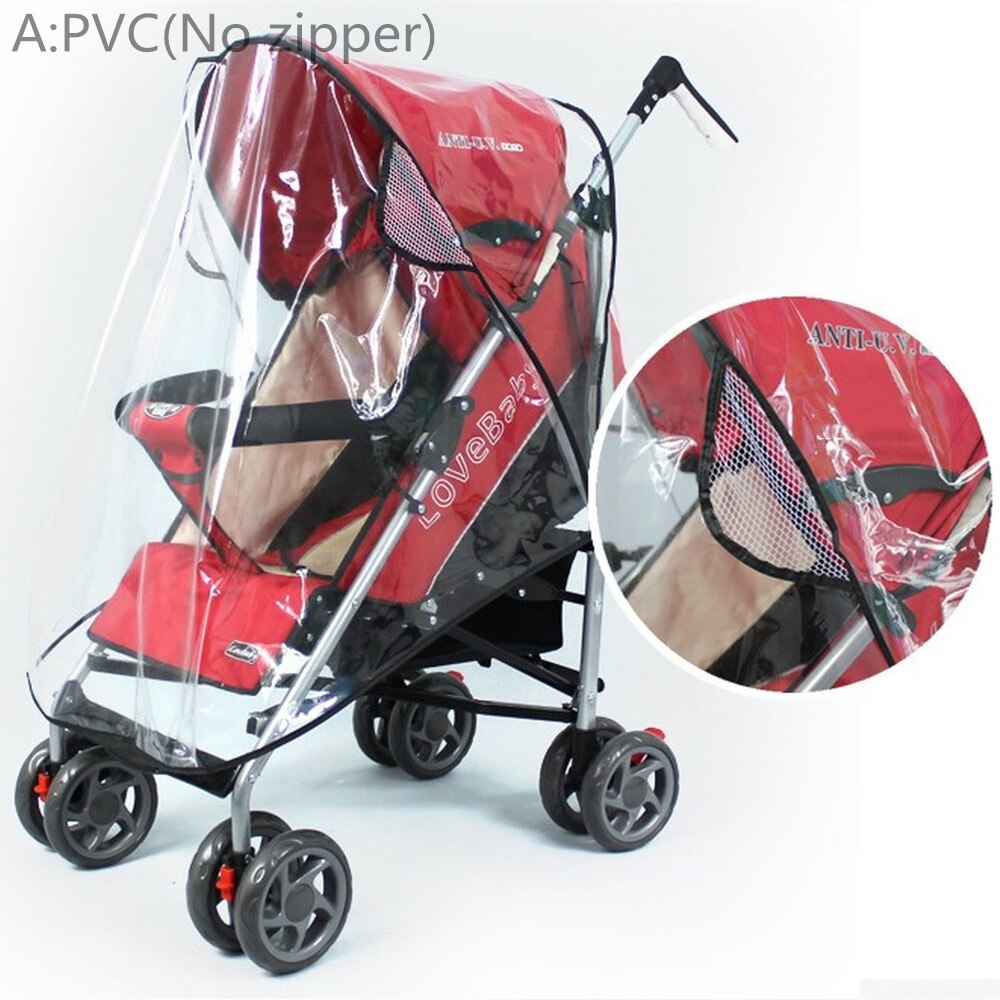 Waterproof Rain Cover Transparent Wind Dust Baby Strollers Pushchairs Raincoat S/M/L Shield Zipper Open Stroller Accessories: A- without zipper
