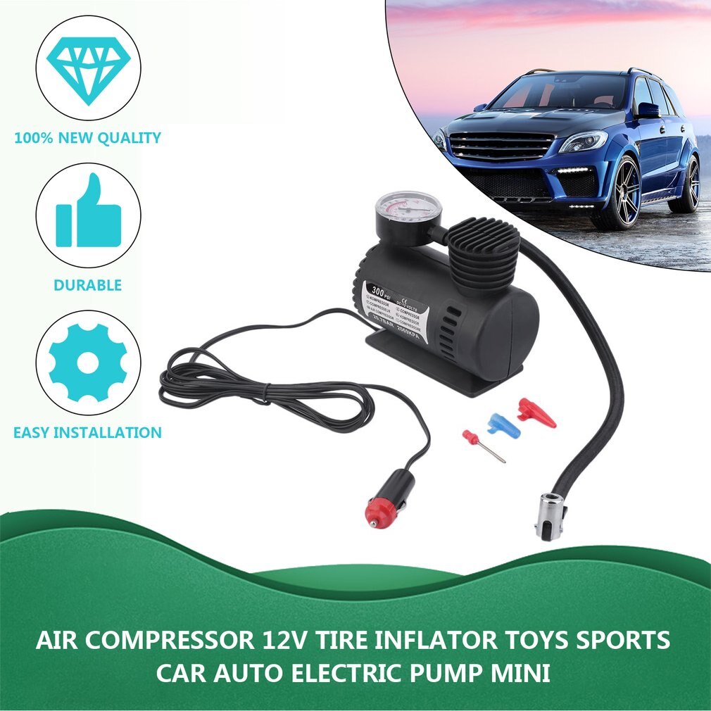 Mini 12V Air Compressor Inflator Pump Toys Sports Electric Pump Portable Mini Compact Compressor Pump Tyre Air Inflator