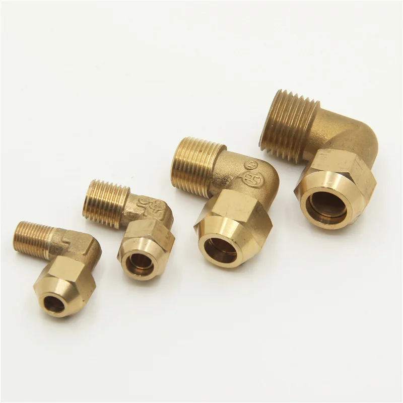 Copper flared joint elbow connection 1 / 8 "1 / 4" 3 / 8 "1 / 4" external thread brass fittings copper flared joint