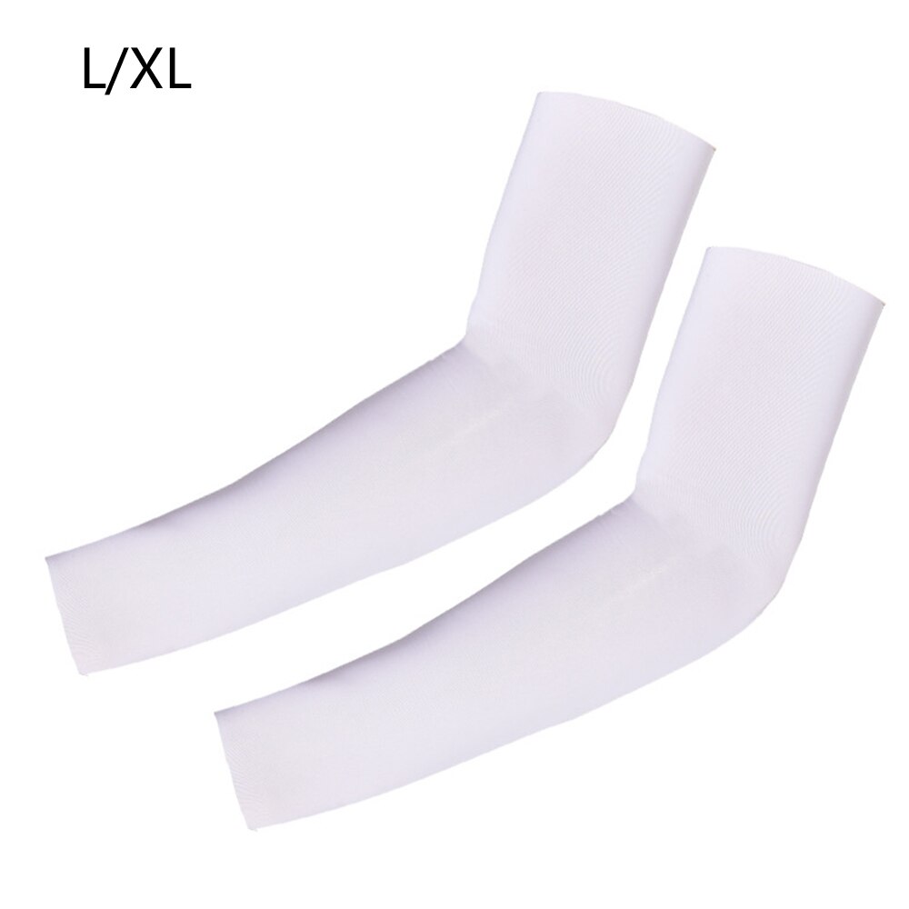 1Pair Long Gloves Sleeves Arm Protector Sun Protection Long Gloves Women Anti-UV Arm Warmer Cotton Long Fingerless Gloves Cuff: white L XL