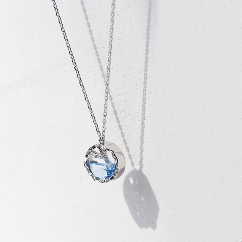 Sole Memory-cola de sirena de cristal azul, pulseras ajustables femeninas de Plata de Ley 925 SBR285: Necklace