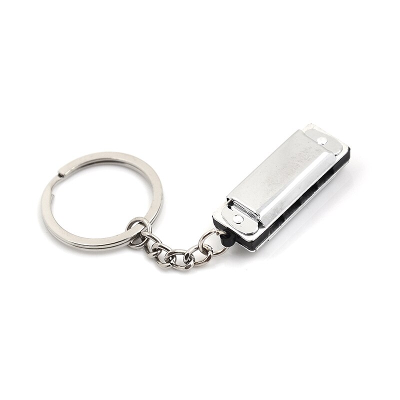 3.6 * 1.2 * 0.8cm 1 * Keychain Harmonic Harmonica Mini 4 Holes 8 Tone Harmonica Keychain Key: silver