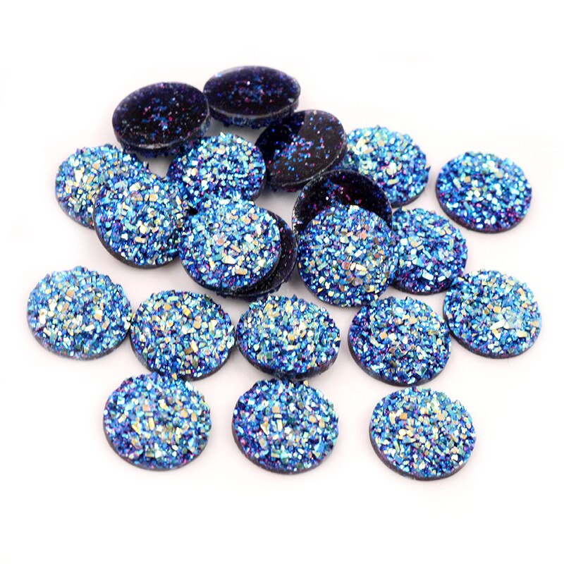 Nowa moda 40 sztuk 12mm Mix niebieski kolory kwiat styl z płaskim z powrotem Cabochons żywiczne Cameo: AD4-21