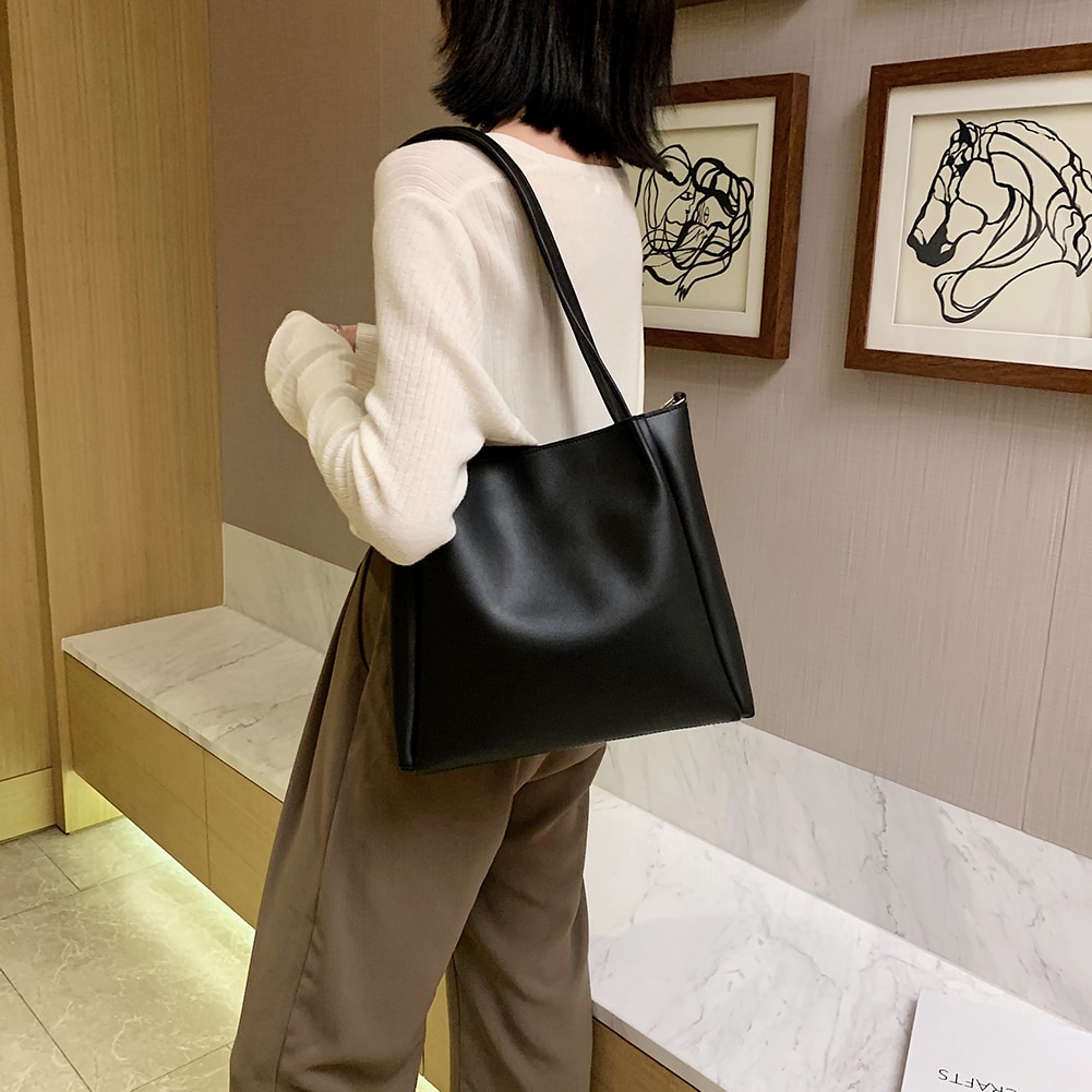 Large Capacity Soft Shoulder Bag Women Office Ladies Big Work Handbags PU Leather Tote Bags Female Crossbody