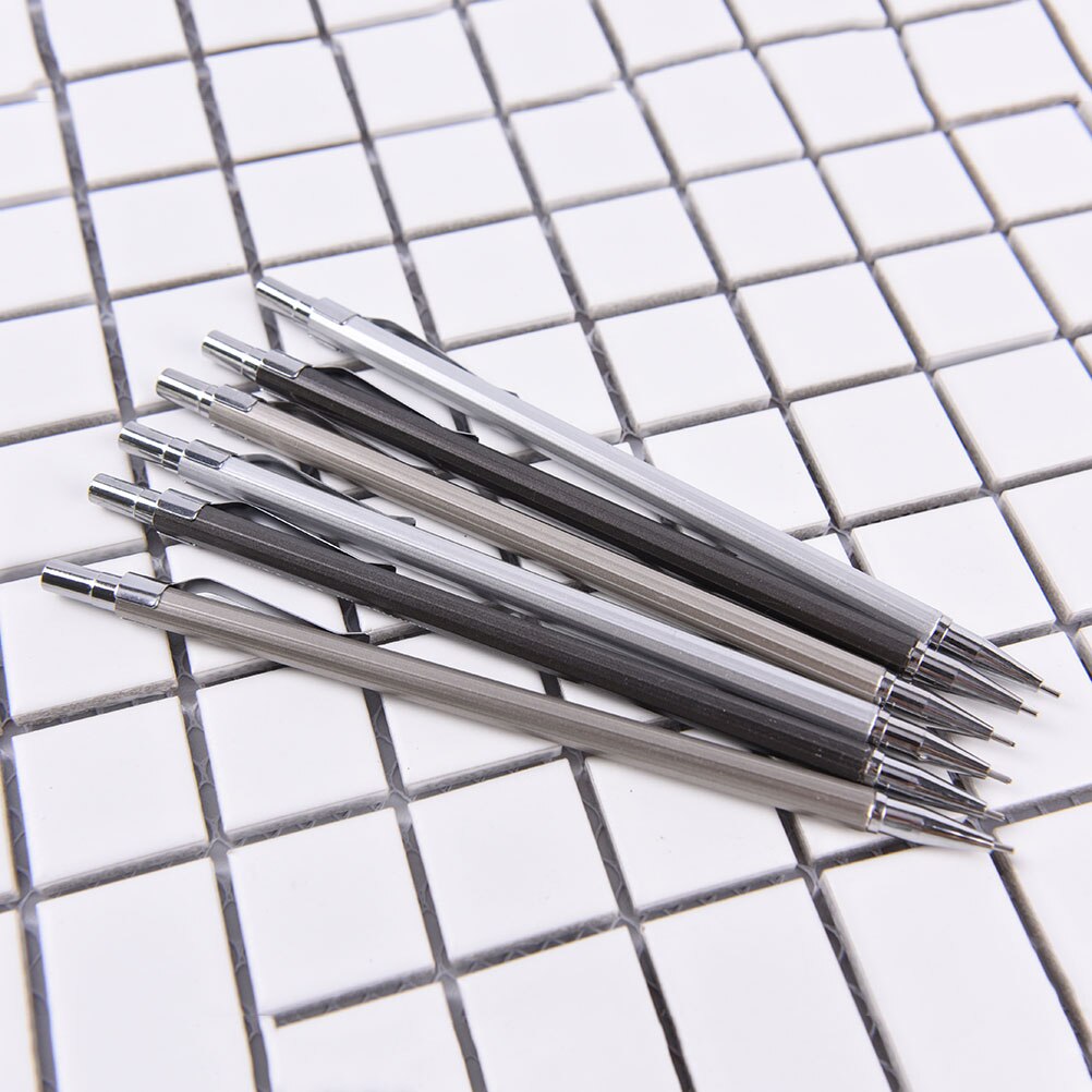 0.5/ 0.7mm Automatic Drafting Pencil, Lead Size, Metallic Black Sliver Barrel Mechanical Pencil Length: 14.5cm