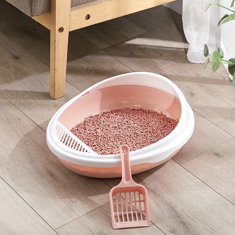 Haustier Wc Bettpfanne Abnehmbare Anti-Spritzen Katzenstreu Kasten Freies Katzenstreu Spachtel Kätzchen Halb geschlossene Reinigen Kunststoff wurf Kasten