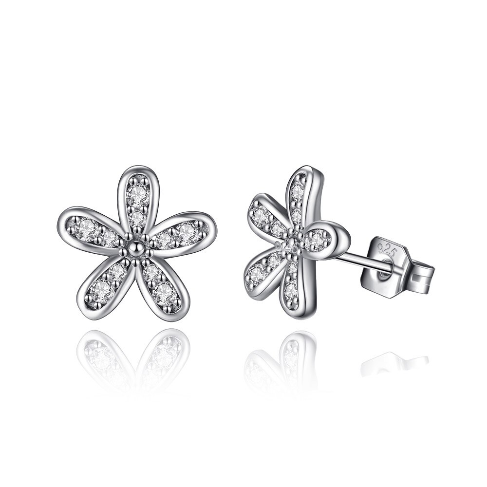 100% 925 Sterling Silver Classic Authentic Stars Symmetrical Earrings Ladies Charm DIY Jewelry: 6152