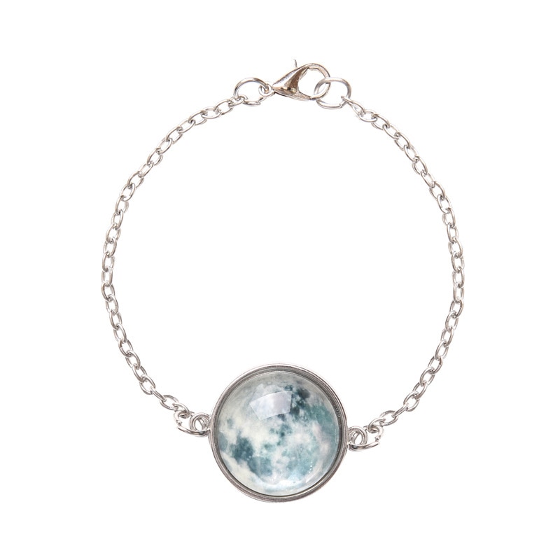 Bracelet lune naissance lueur dans la lune sombre Phase argent chaîne Bracelet brillant anniversaire lune bijoux lunaire Phase Bracelets charme: Bracelet