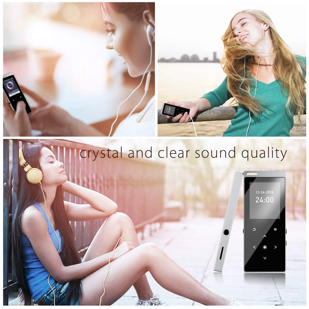 MP4 Player 16GB Built-in Speaker Touch Button HIFI Lossless Music Player with FM Radio, Recorder, Support SD Card up to 128GB