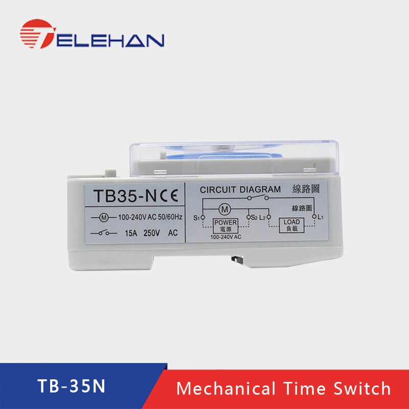 TELEHAN 24 hours Timer, 24h time switch, TB35-N mechanical time switch,Mechanical timer switch,24 hours mechanincal switch