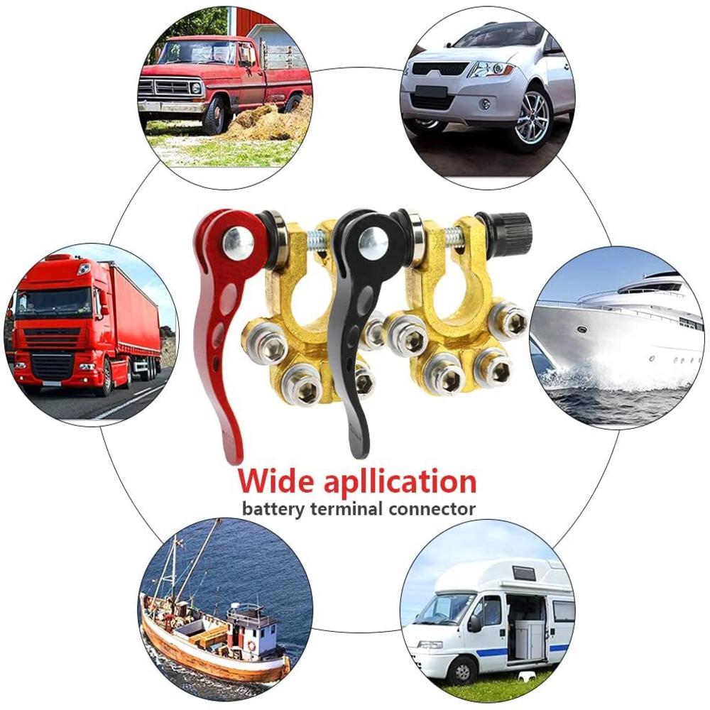 12V Car Battery Terminals Auto Battery Terminal Connector Battery Bornes Cable Terminal Adapter Copper Clamps Clip Screw