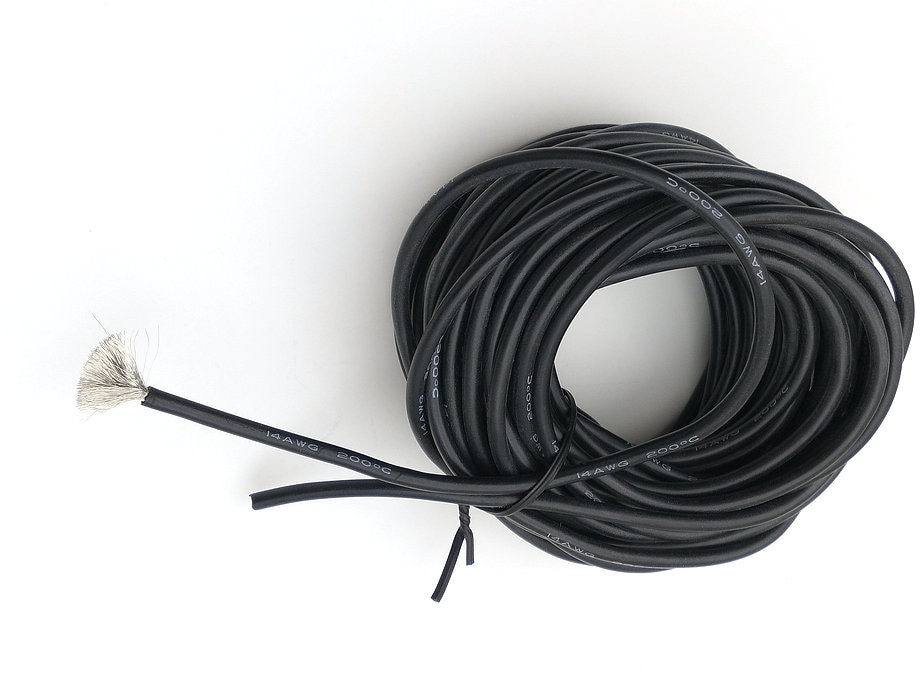 3000V 14AWG 10M BLACK Silicone Wire Flexible Stranded Copper Cable