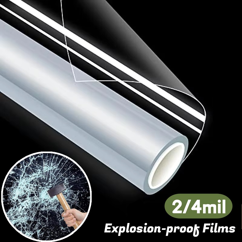2/4 mil starke, transparente, explosionsgeschützte sicherheitsfolie für fenster – bruchsichere schutzfolie gegen glassplitter