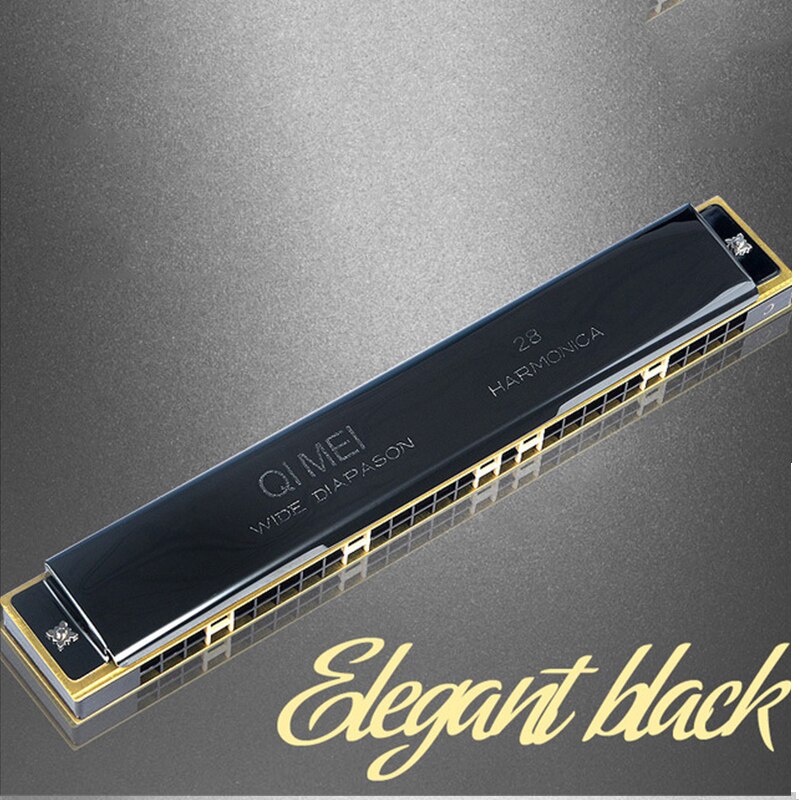 28 Holes Chromatic Harmonica C Key Slive Mouth Organ Portable Tremolo Mini Harps Woodwind Instruments