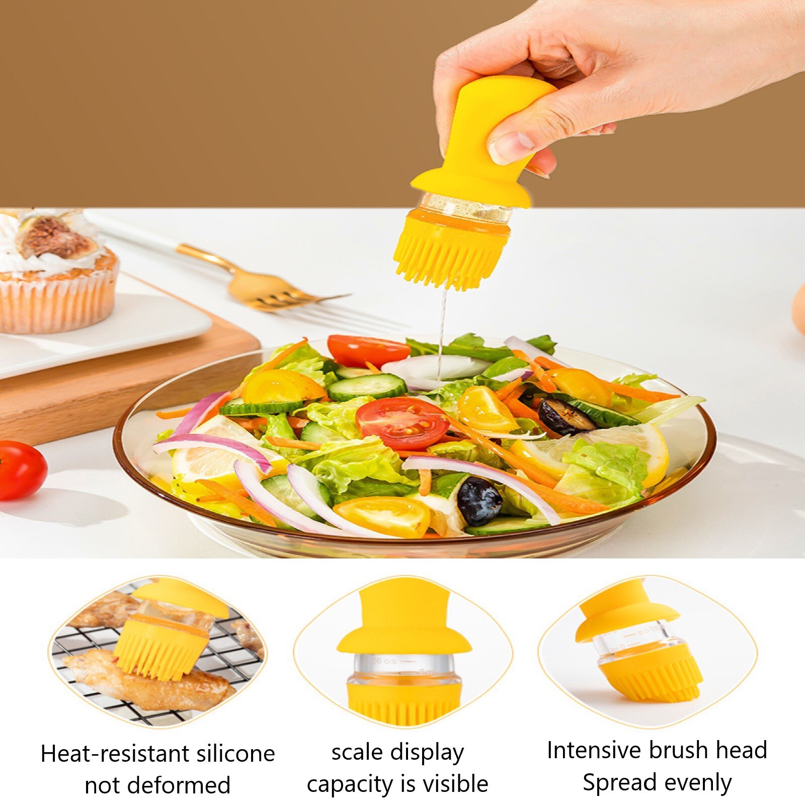 Compte-gouttes en Silicone 2 en 1, doseur d'huile, bouteille distributeur, cuisson, barbecue, vinaigre, dinde, pinceaux à pâtisserie